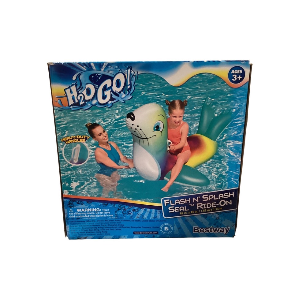 Bestway‎ H2OGO! Flash N' Splash Seal Ride-On Inflatable Pool Float Rainbow